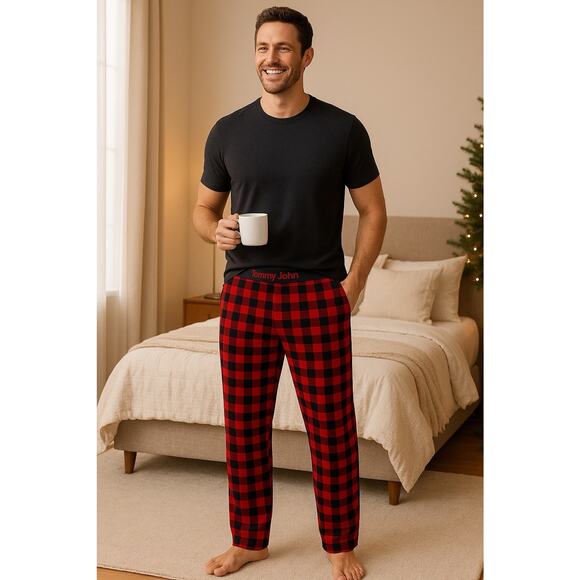 Tommy John Second Skin Lounge Pants Mens XL Red Black Plaid Modal Stretch NWT - Picture 1 of 10